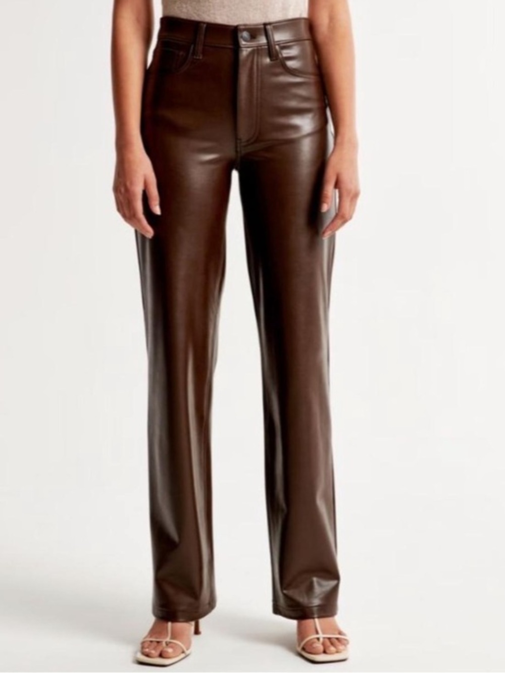 Abercrombie & Fitch Vegan Faux Leather 90s Straight Ultra High Rise Pants 28